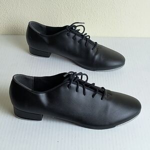Classic Black Leather Oxfords Sleek Design Tic Toe Tap Dance Shoes Unisex